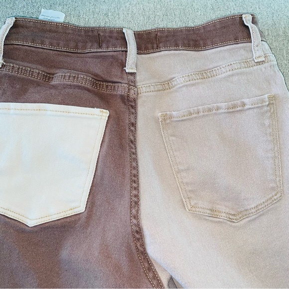 Hollister Brown Patchwork Ultra High Rise Dad Jean Straight Leg Size 5, 27 - Picture 4 of 11